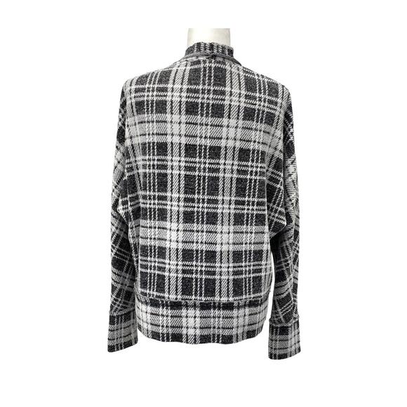 Peyton Jensen Black White Plaid Open Front Cardigan Sweater Women’s Medium - Picture 3 of 16
